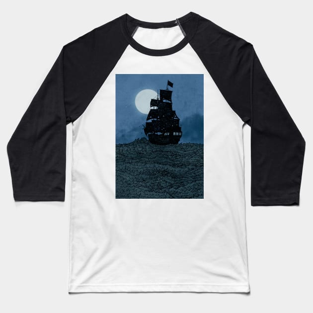 Pirate Ship Baseball T-Shirt by djrbennett